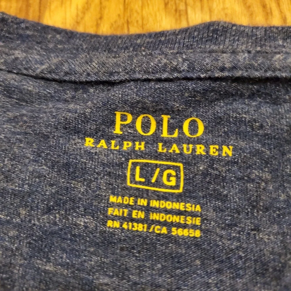 Polo Ralph Lauren Shirt‎ Men Large Blue Pullover V Neck Long Sleeve Preppy